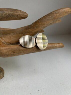 Christian Dior Gold Tone w/Silver Hues Oval Cufflinks Oval